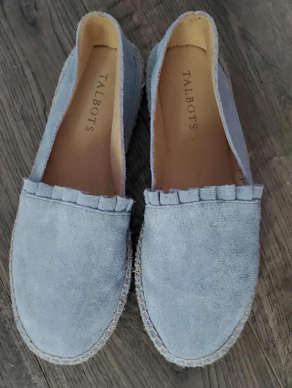Talbots Pale Blue Suede Espadrille Slip-Ons